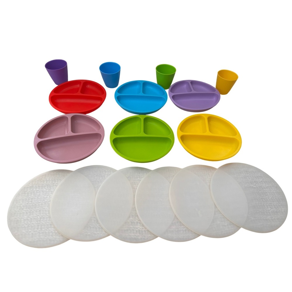 Munchkin Silicone Suction Plate Set with Lids‎ Cups Toddler Feeding Rainbow 16pc